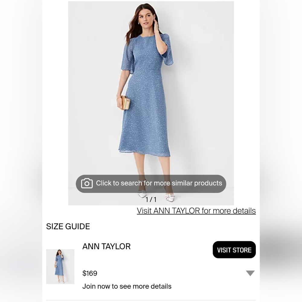 Ann Taylor Light Blue Patterned Midi Dress
